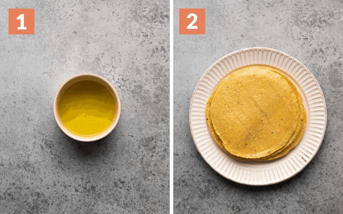 steps 1 & 2 lime oil mixture tortillas coated in lime oil