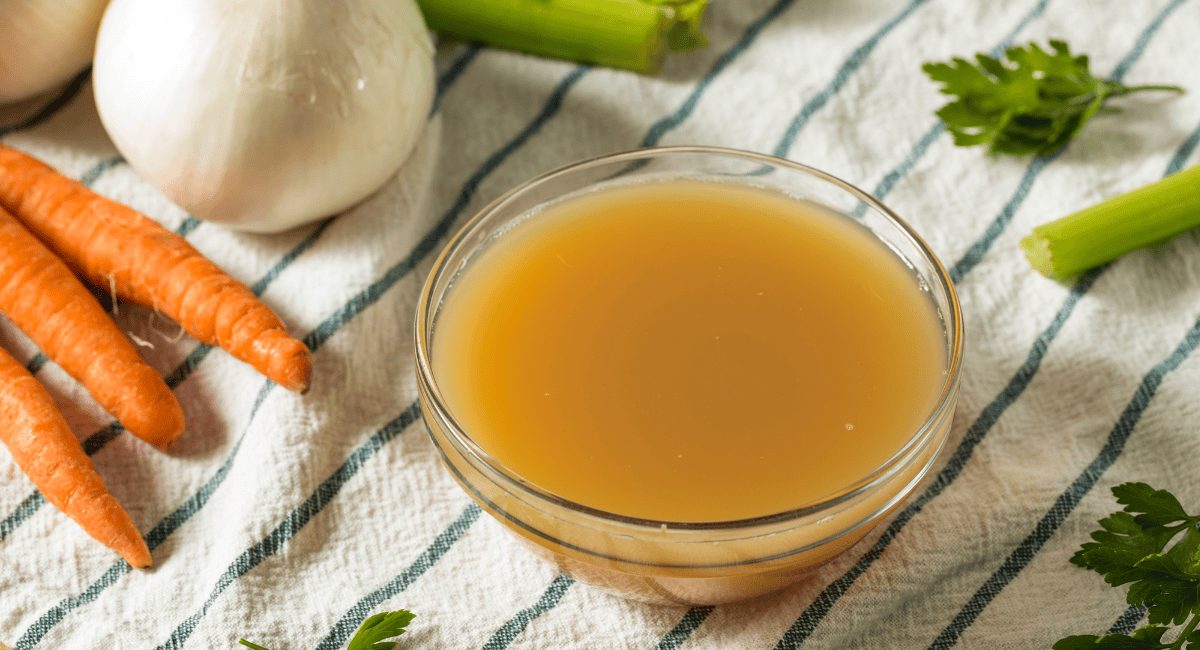 Overhead image of broth.