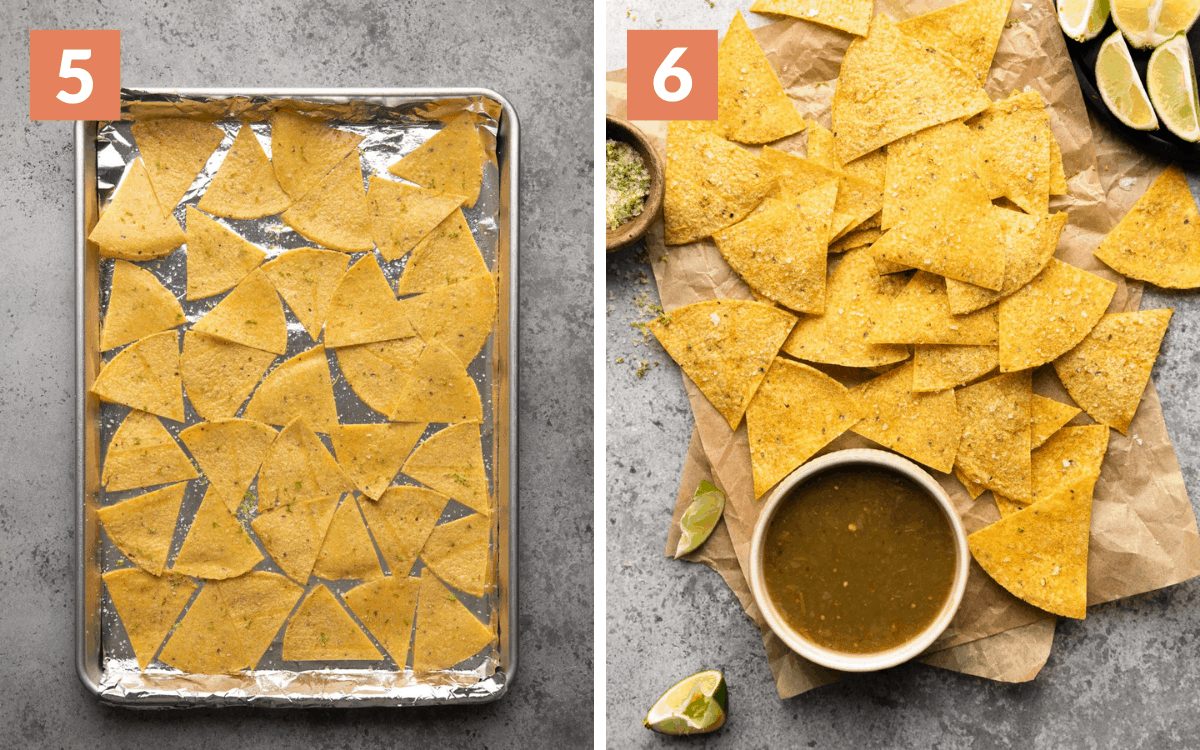 steps 5 & 6 cut chips on baking sheet finished chips