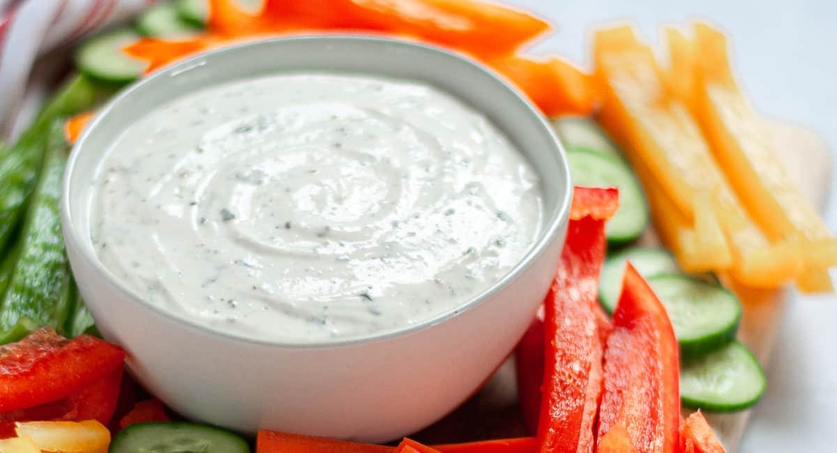 Overhead image of 3 ingredient ranch dip.