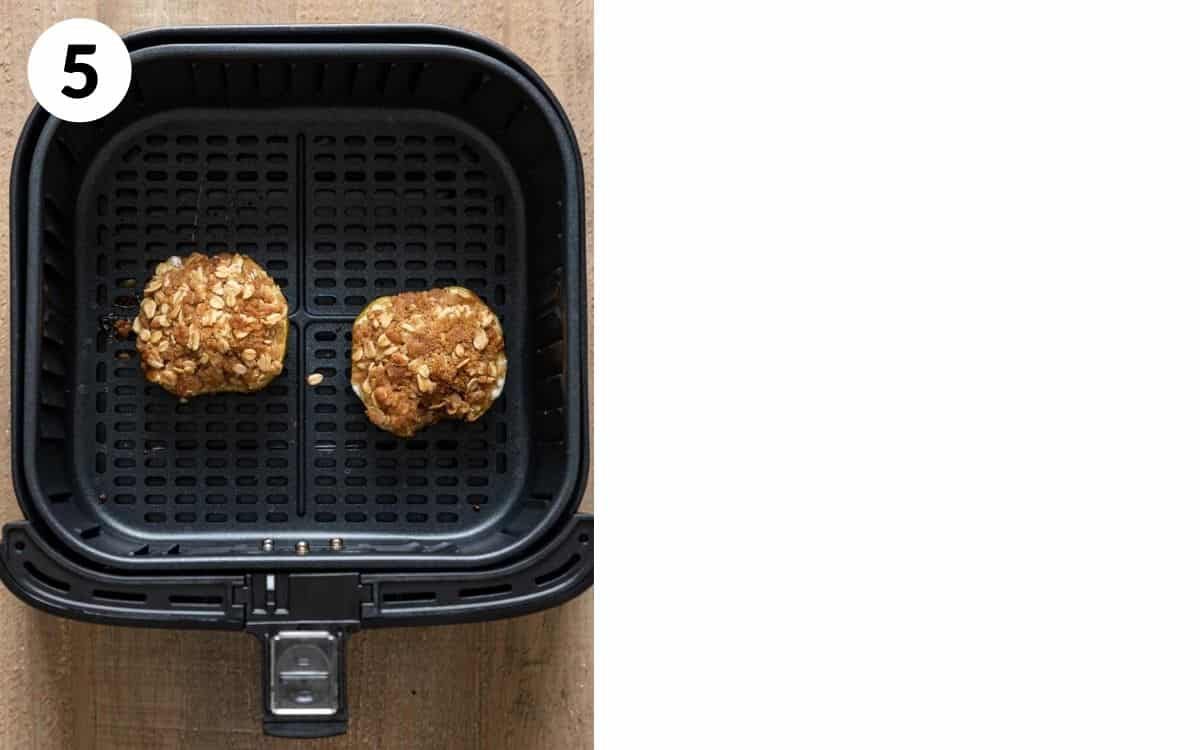 Photo showing the 5th and final step of air fryer apples recipe.