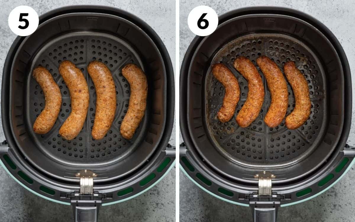 steps 5 & 6 brats halfway cooked brats finished in air fryer