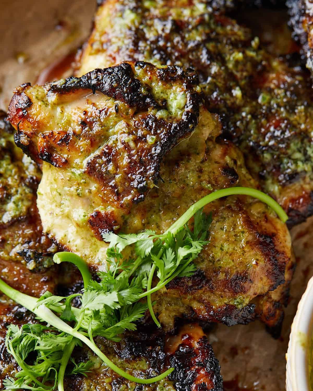 Up close air fryer cilantro lime chicken.