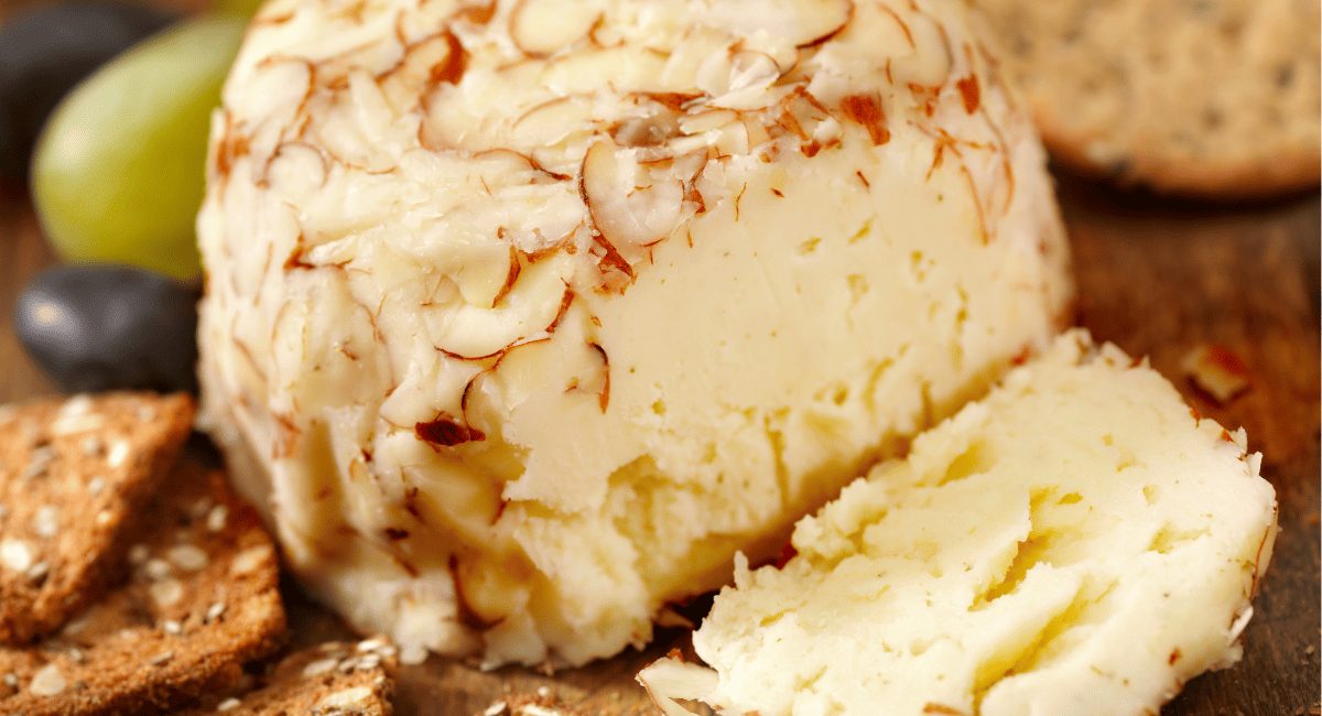 Overhead image of almond cheese.