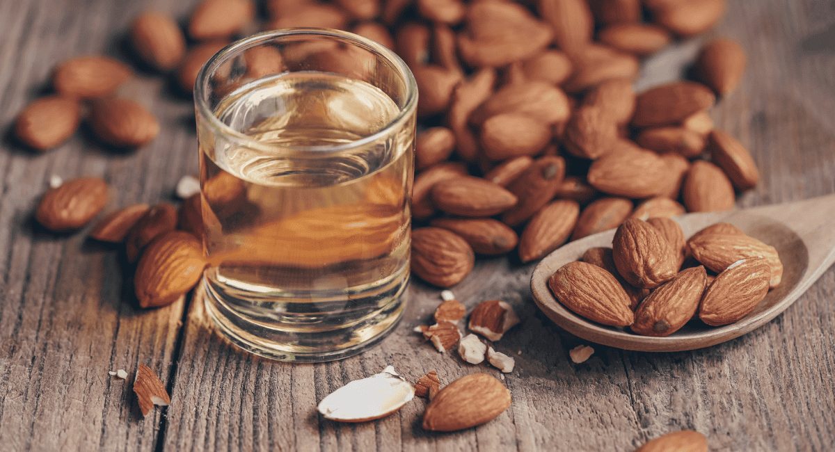Up close image of almond oil.