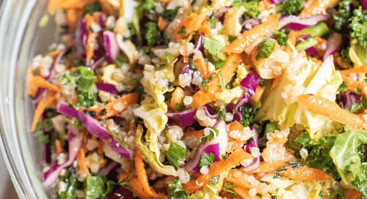 Overhead image of Asian sesame ginger slaw.