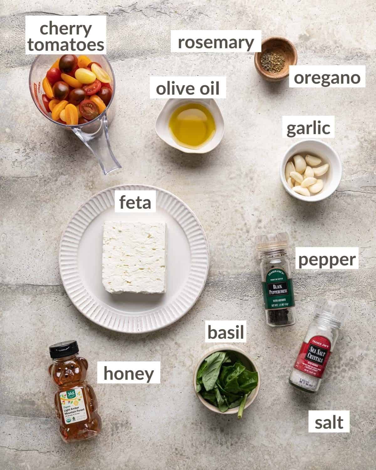 overhead of ingredients