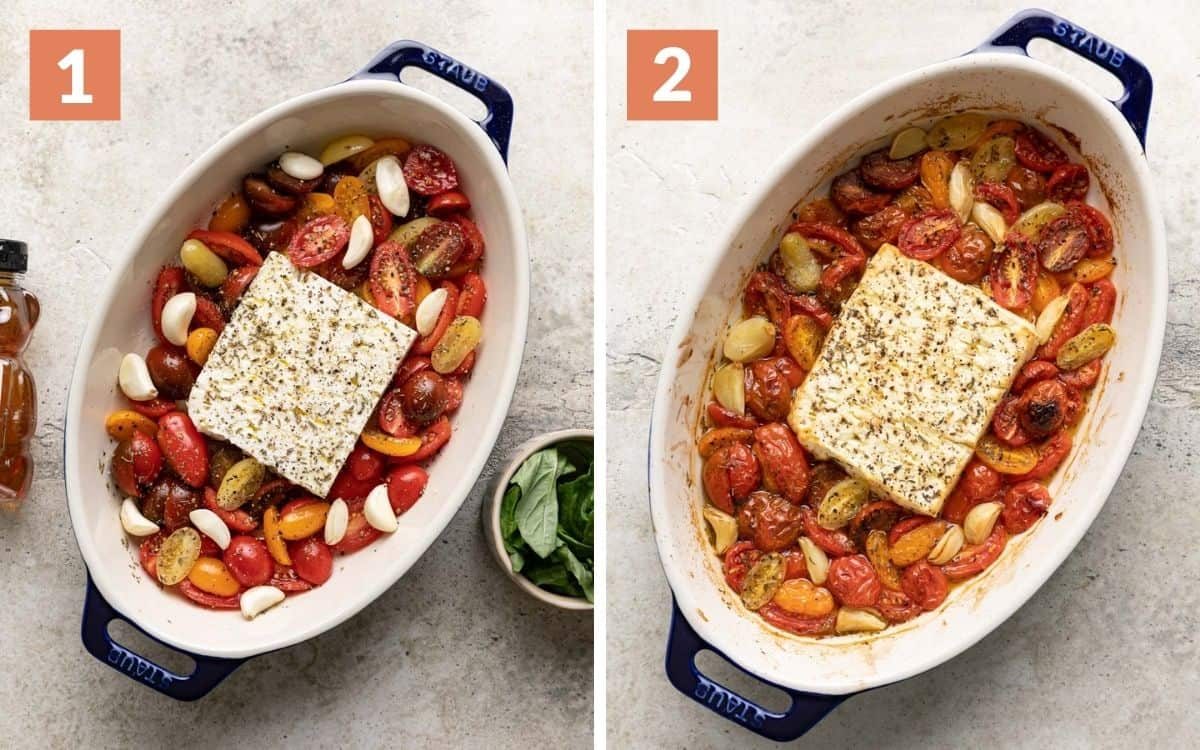 steps 1 & 2 all ingredients in the baking dish uncooked and then cooked