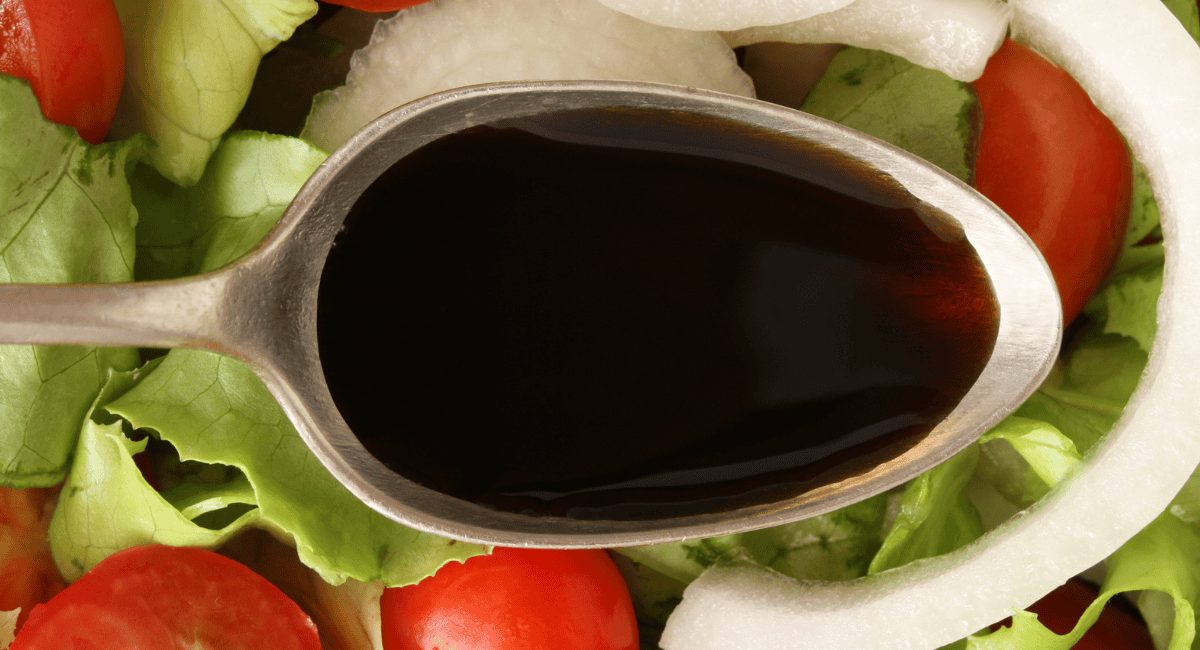 Overhead image of balsamic vinegar.