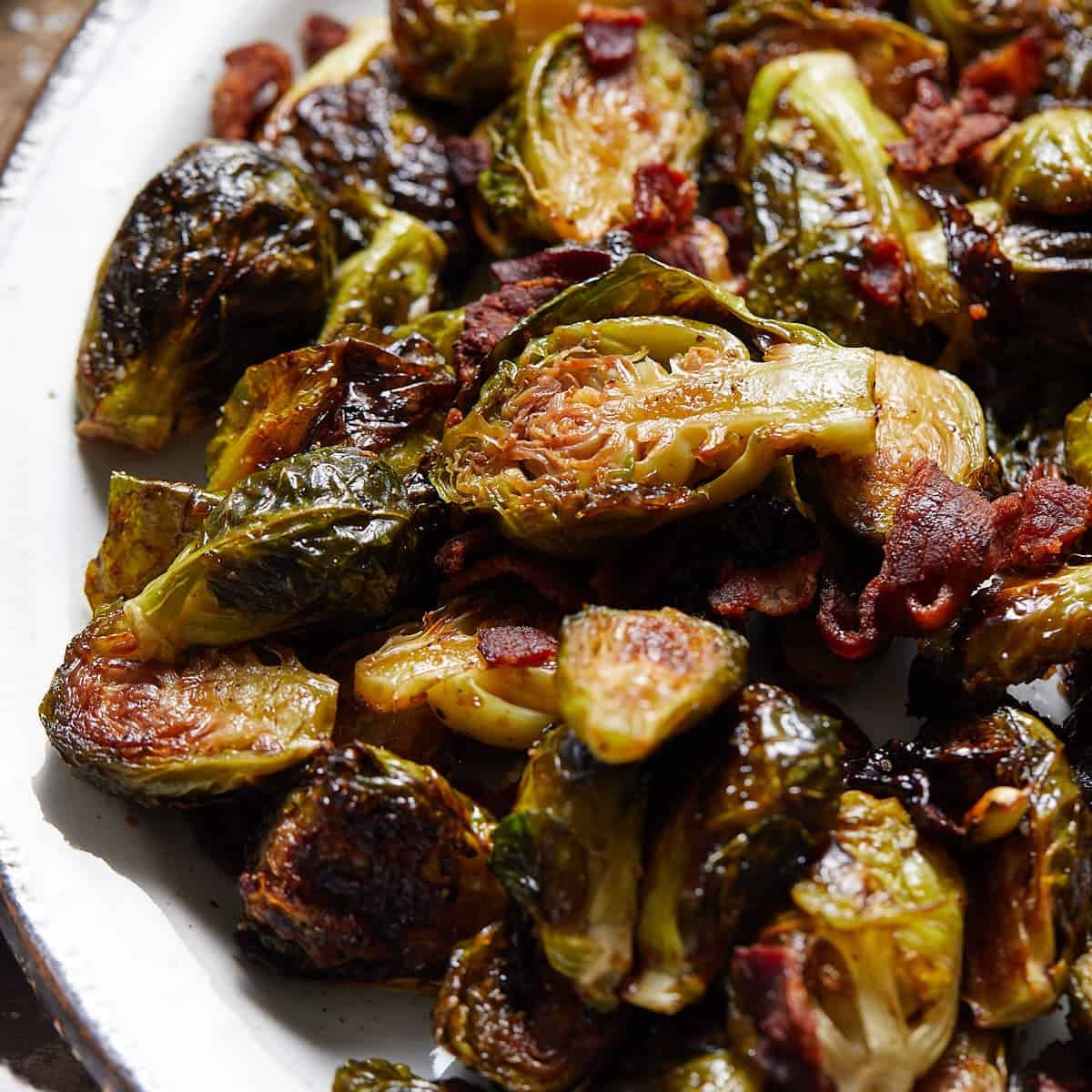 Easy Crispy Glazed Brussels Sprouts with Bacon
