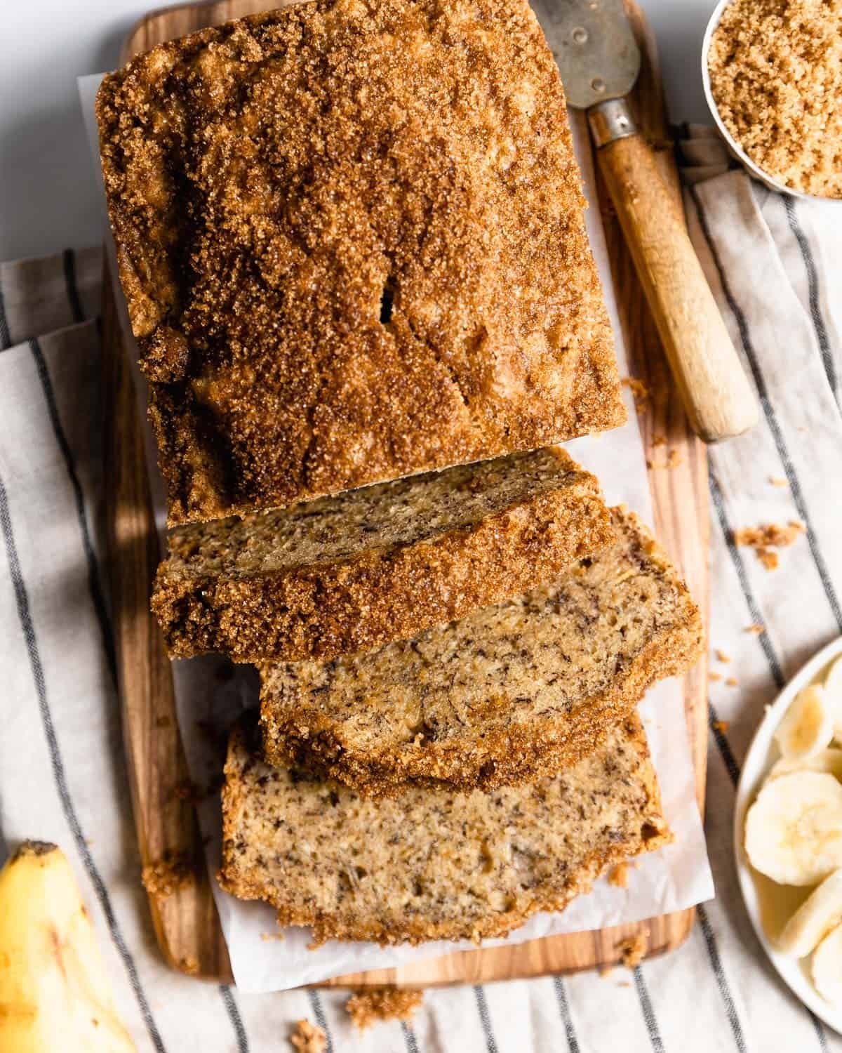 finished banana bread overhead