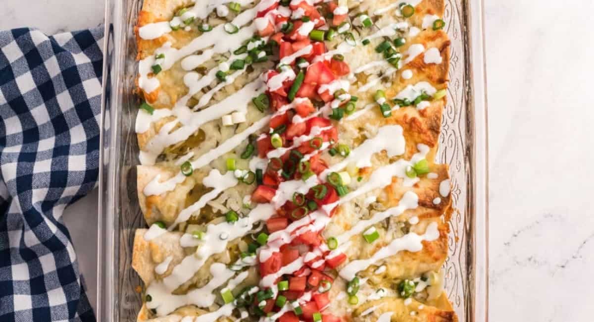 Overhead image of beef enchiladas.