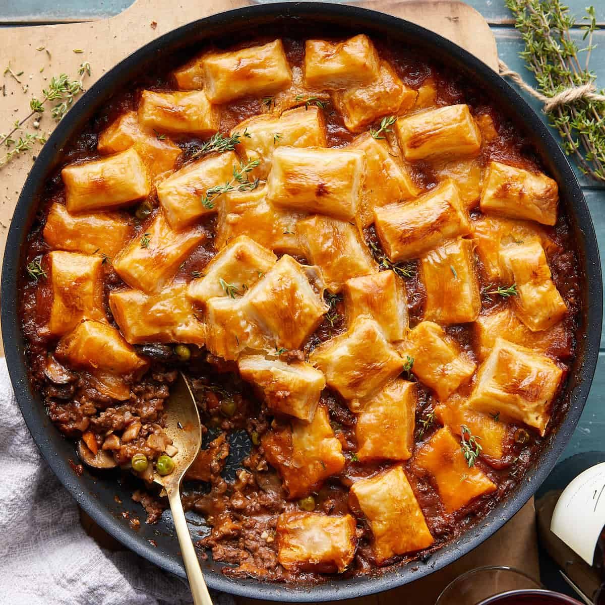 Beef Pot Pie with Puff Pastry