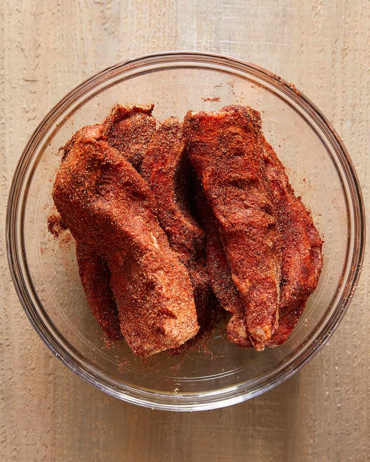 Overhead image of dry rub for ribs.