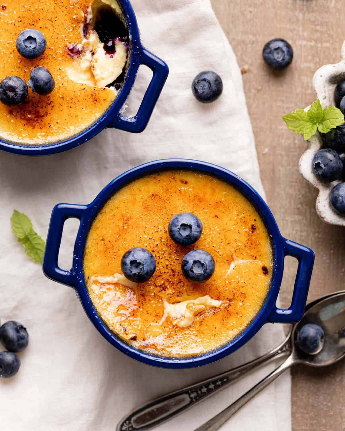 overhead of two creme brûlées