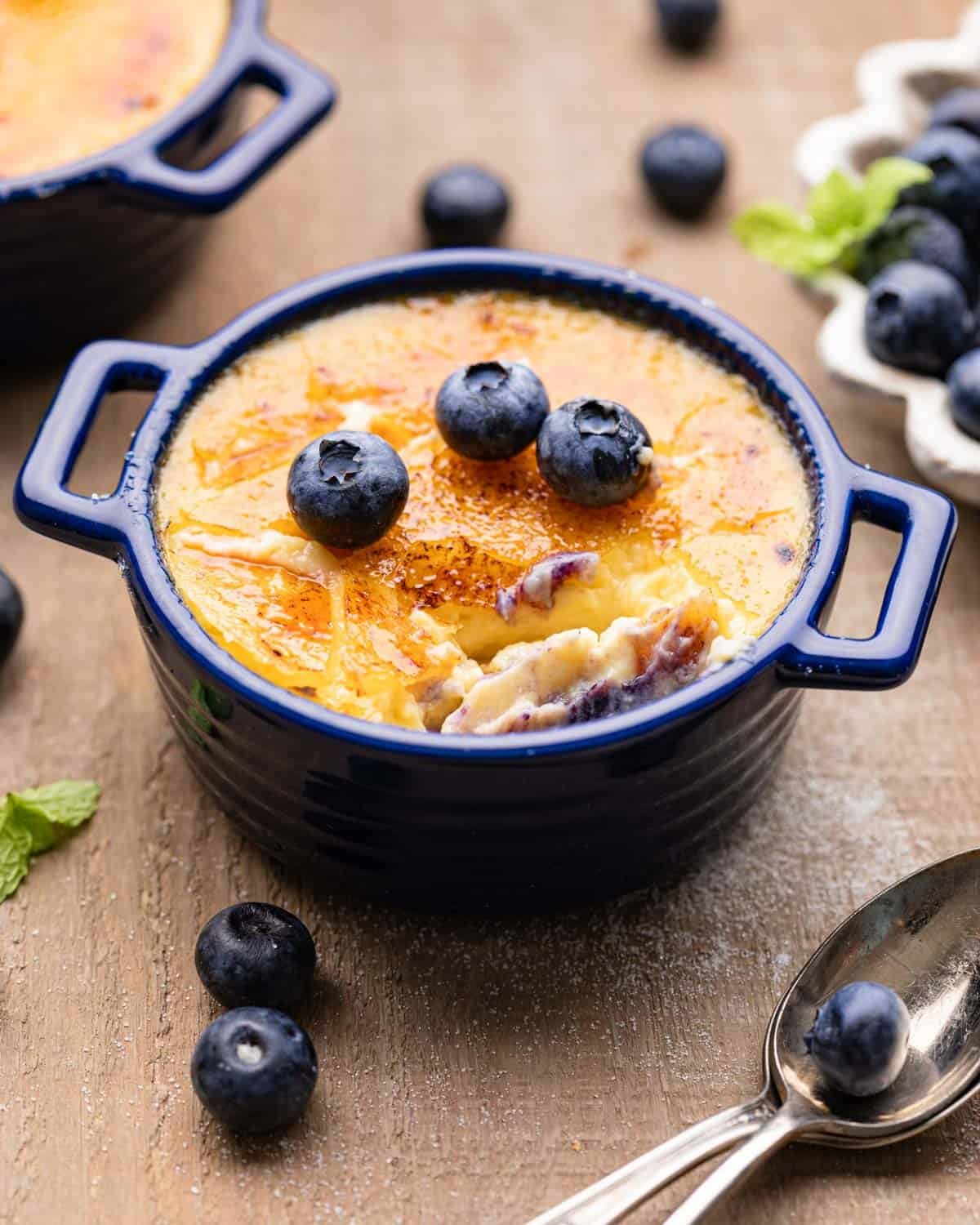 side closeup of creme brûlée