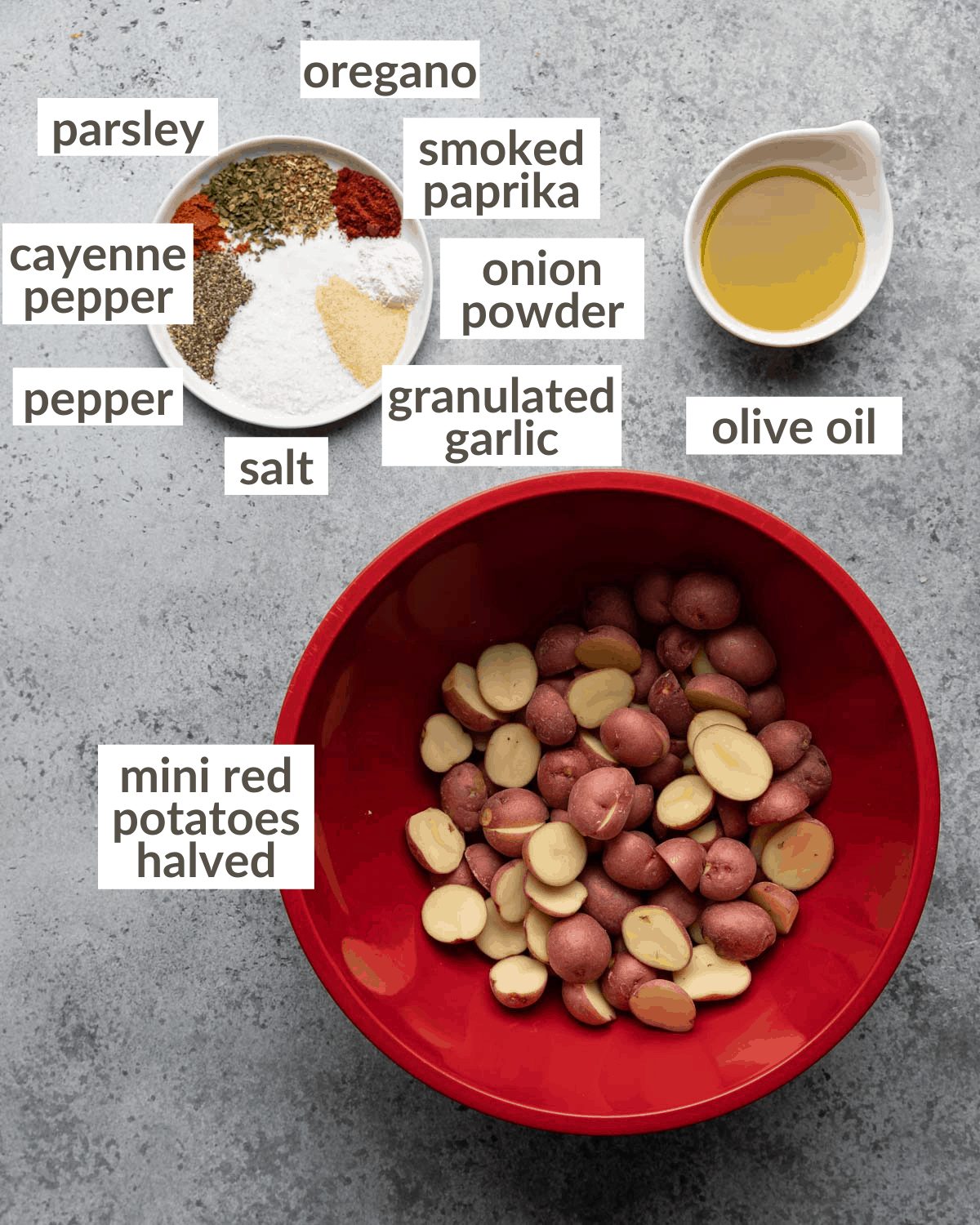 overhead shot of ingredients for air fryer breakfast potatoes