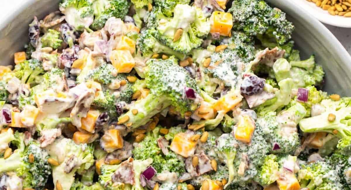 Overhead image of broccoli salad.