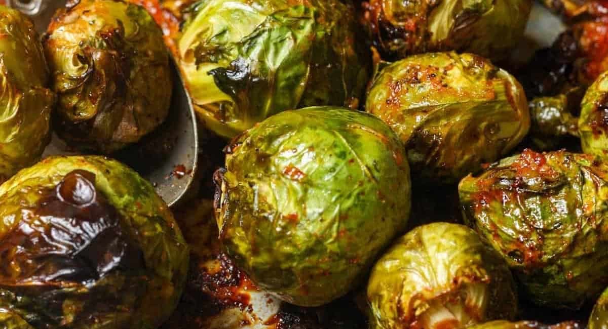 Up close image of Asian brussels sprouts.