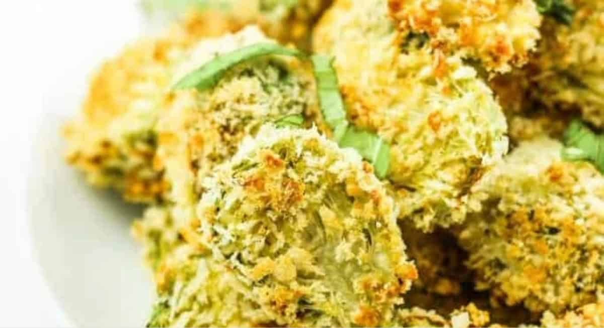 Up close image of crispy brussels sprouts.