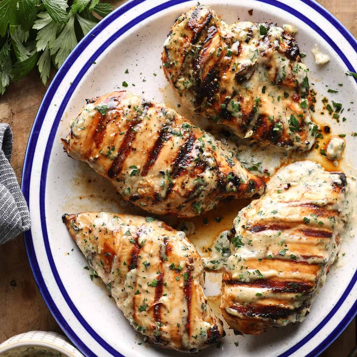 Caesar Dressing Marinated Grilled Chicken