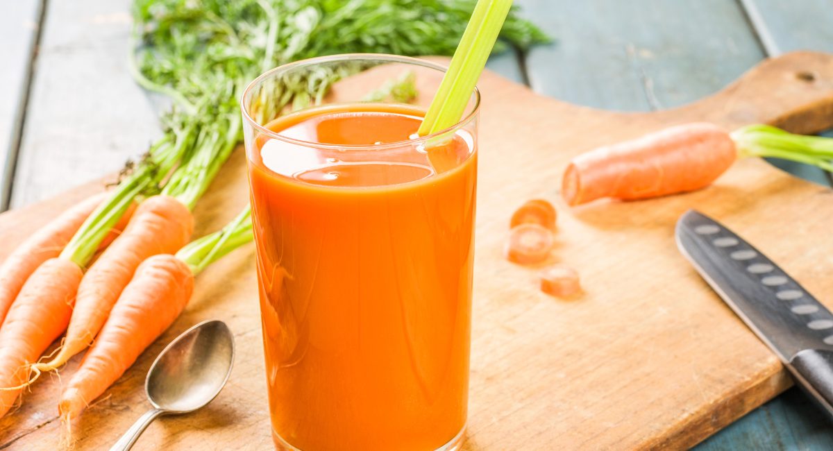Up close image of carrot juice.