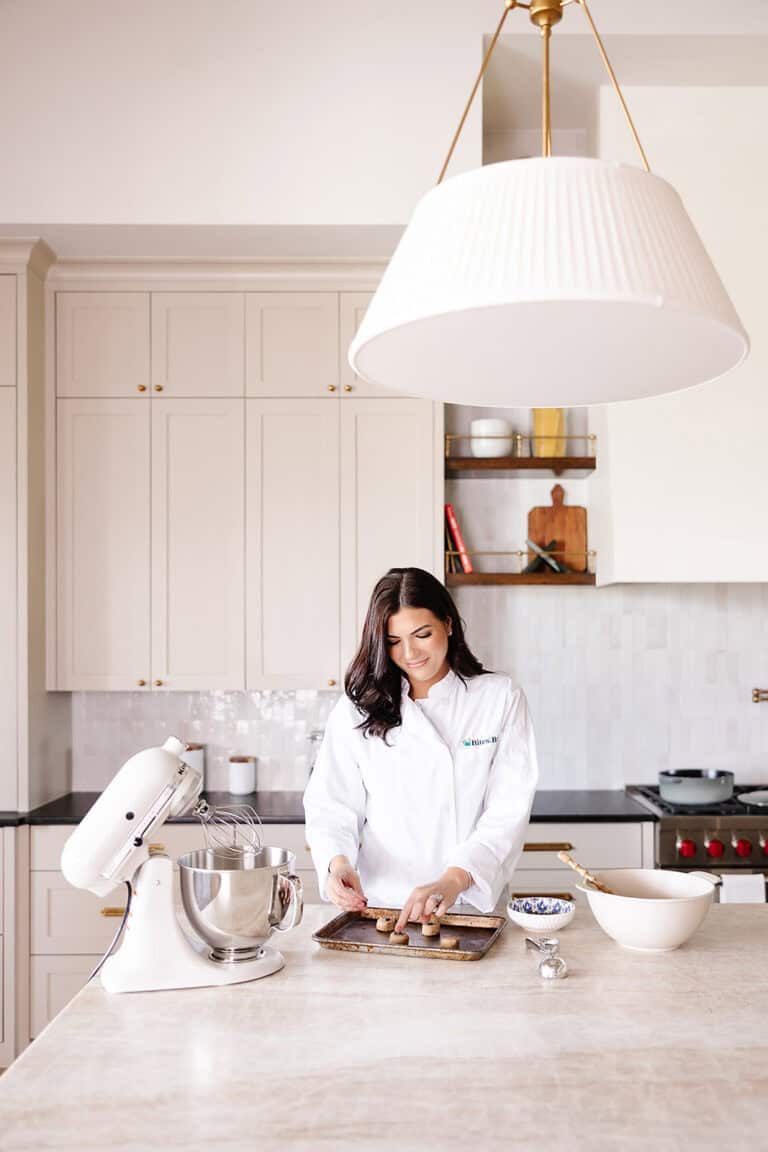Bri mixing a recipe in her kitchen