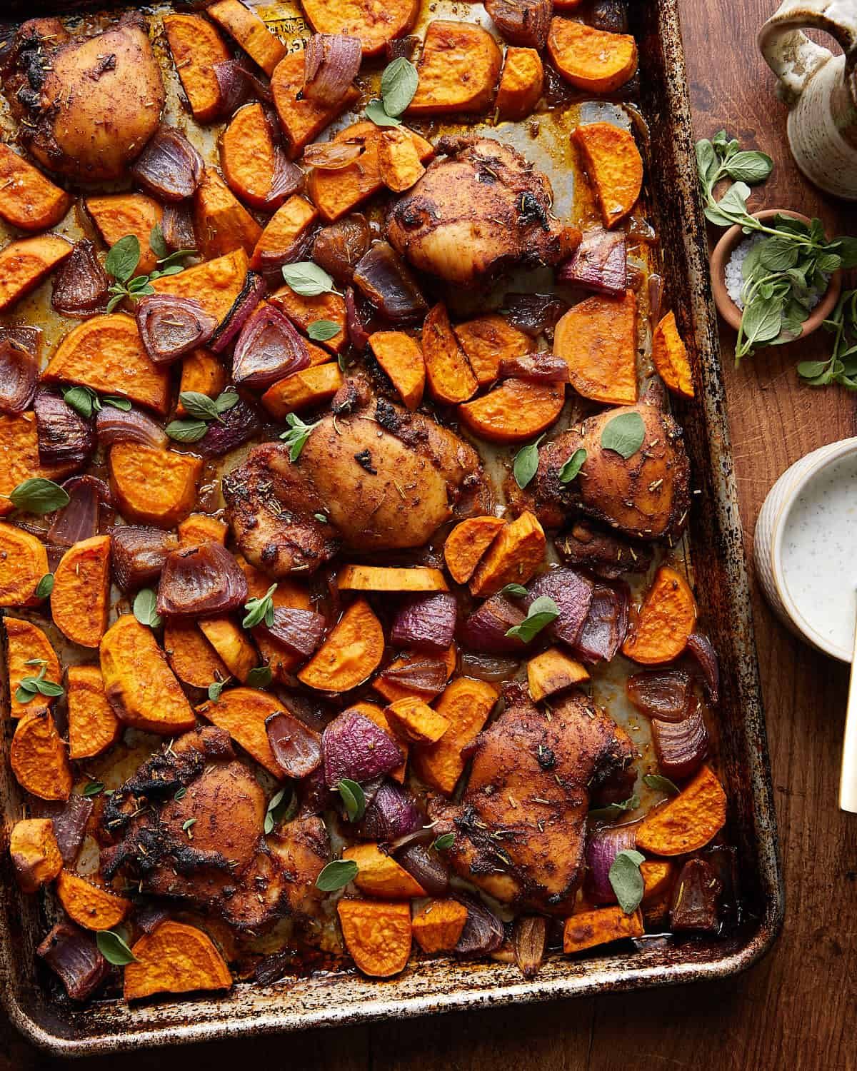 Sheet Pan Chicken and Sweet Potatoes