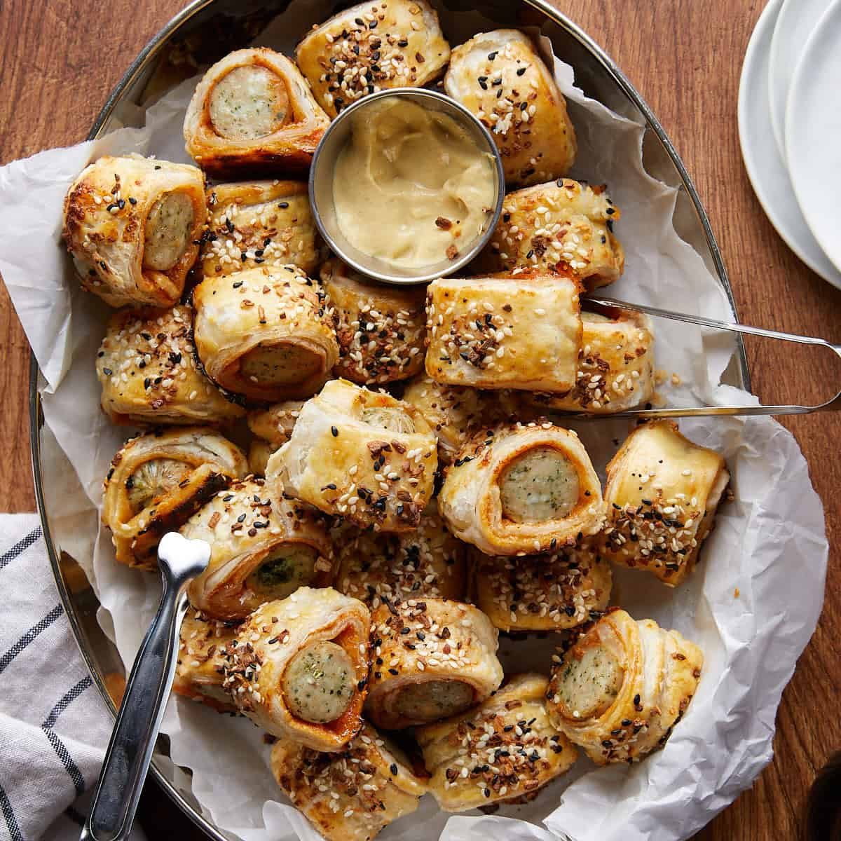 Chicken Sausage Rolls with Puff Pastry