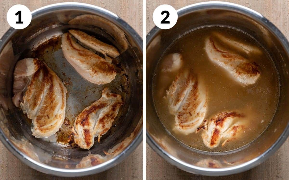 browned chicken & broth added to instant pot