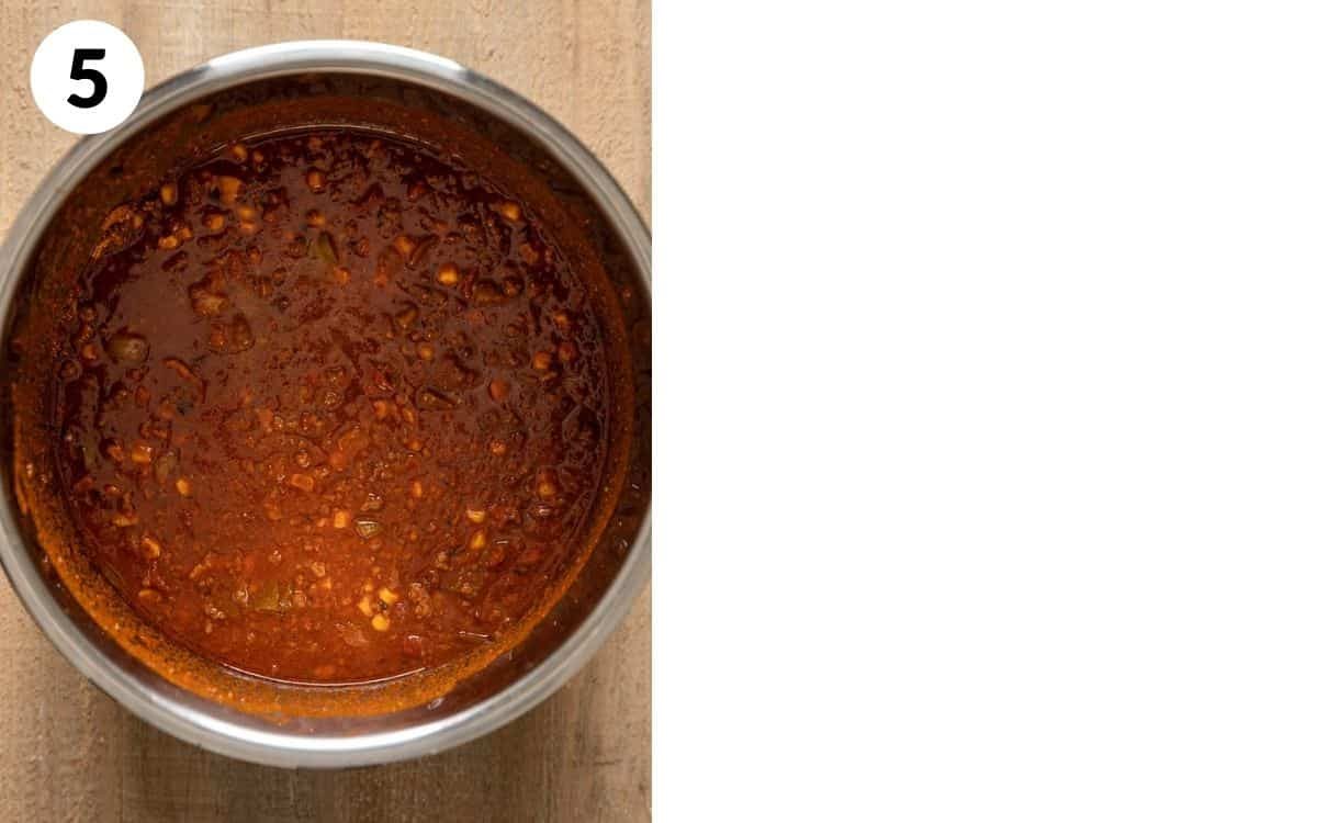 step 5 no bean chili in instant pot after pressure cooking