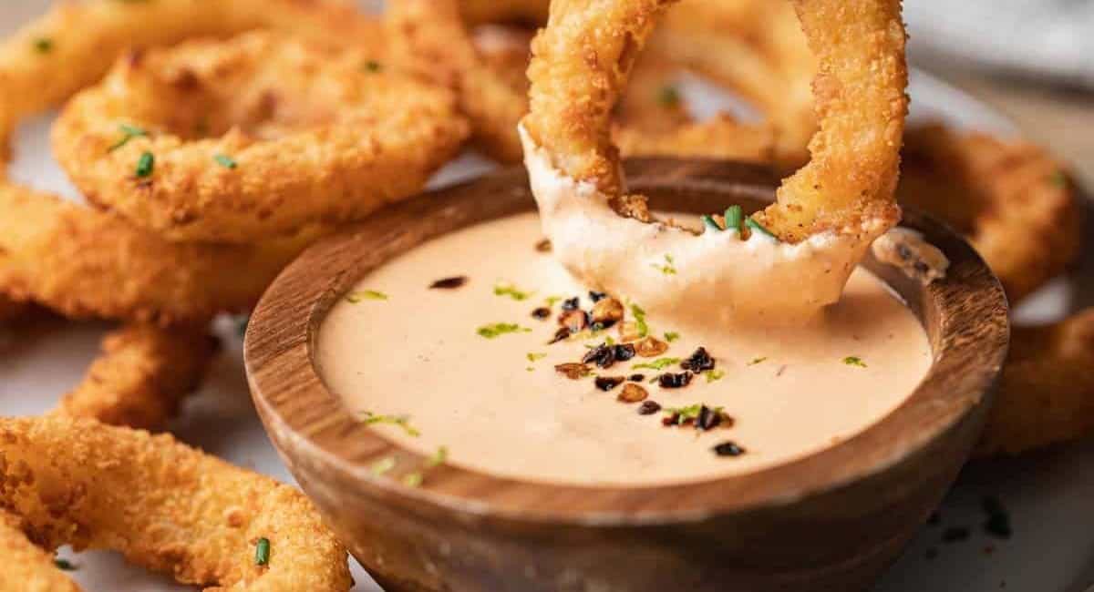 Up close image of chipotle crema sauce.