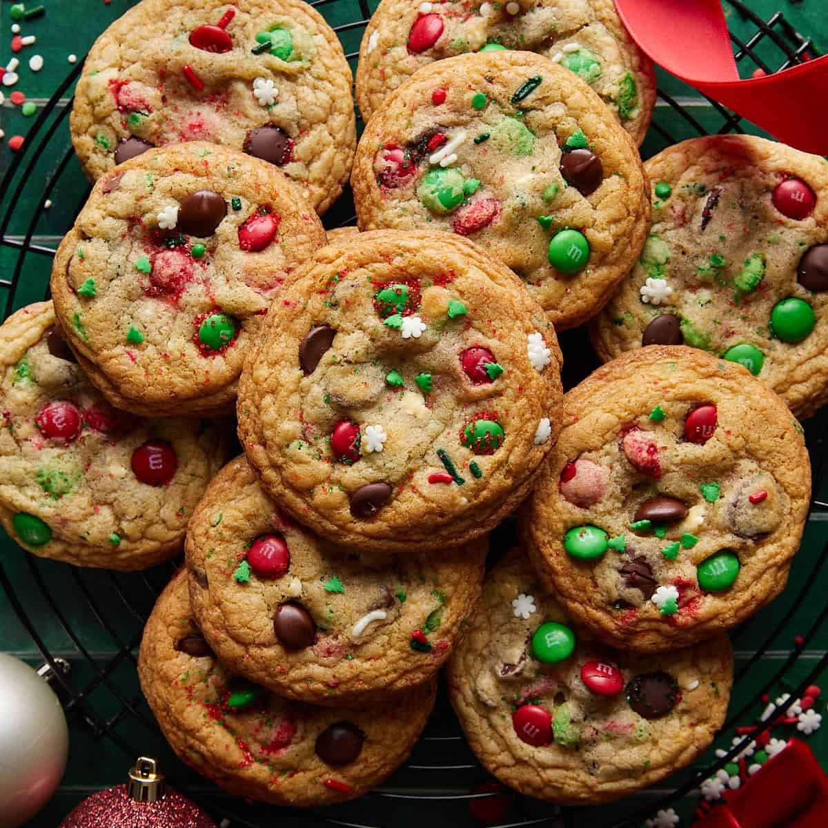 Christmas Chocolate Chip Cookies with M&M’s
