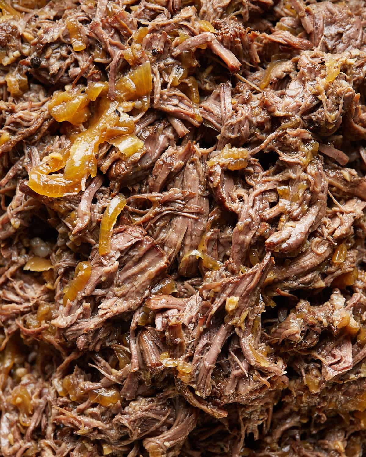 Up close overhead image of chuck roast in oven recipe.