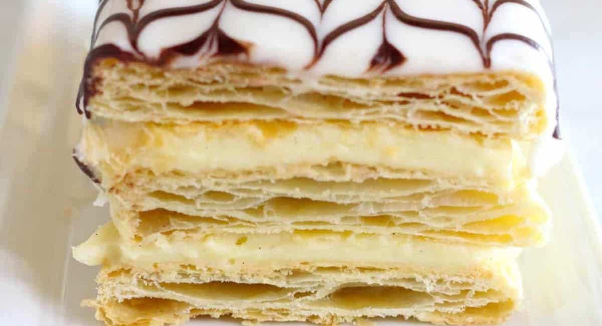 Side image of french Napoleon pastry.