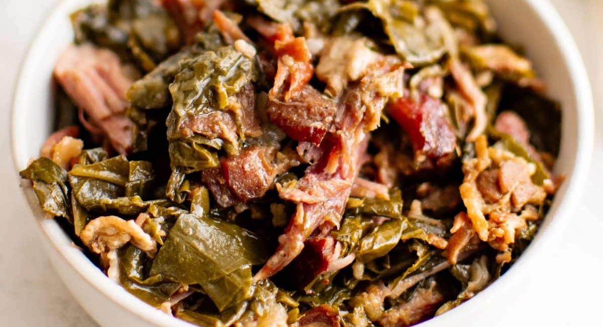 Overhead image of collard greens.