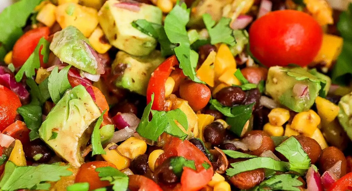 Up close image of easy cowboy caviar recipe.