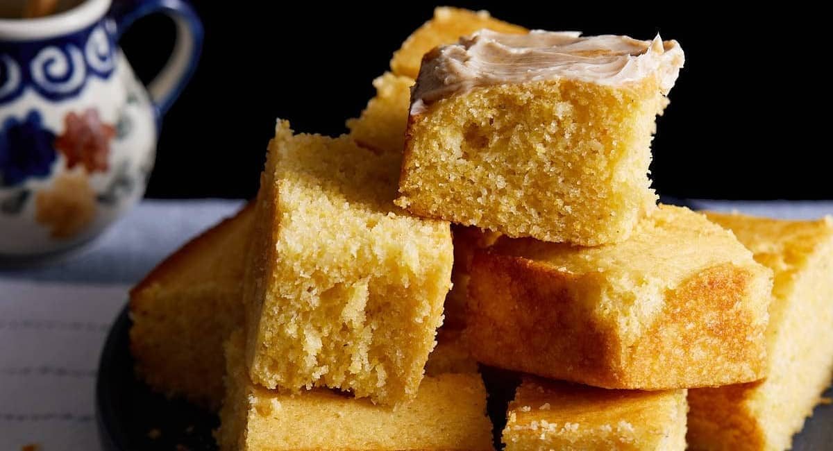 Side profile of cornbread without buttermilk recipe.