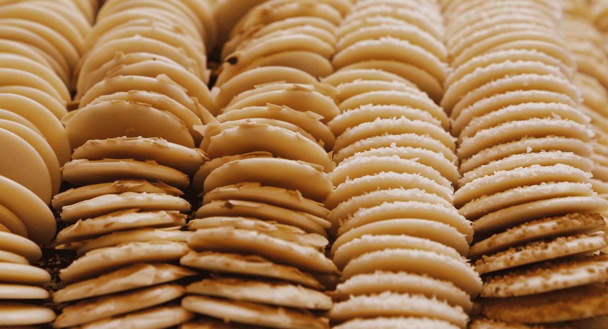 Overhead image of crackers.