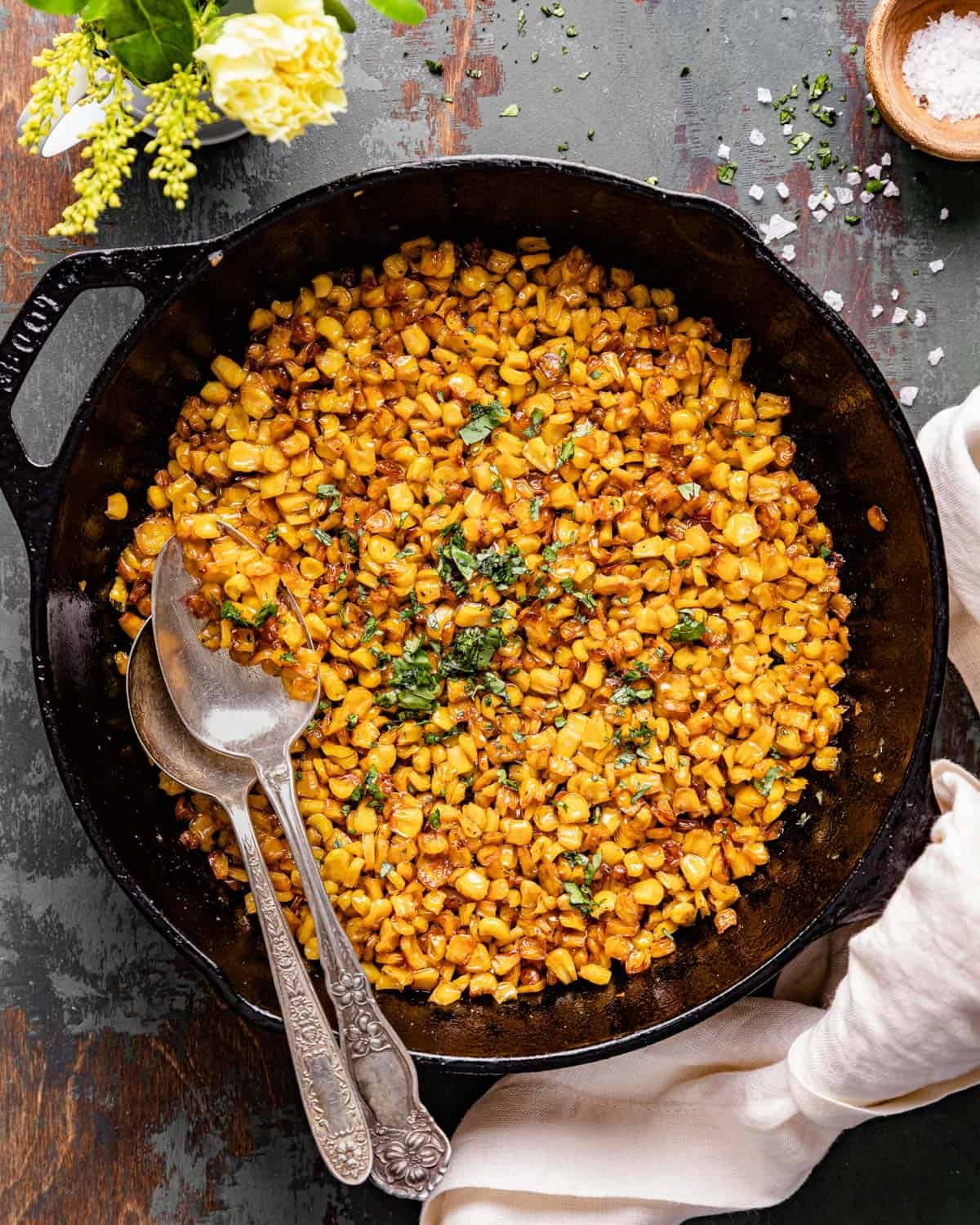 overhead of cast iron corn