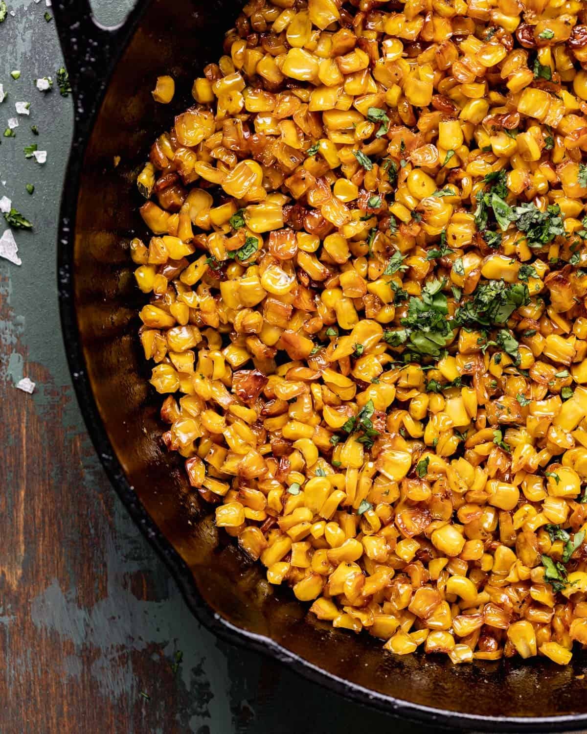 close up of cast iron corn