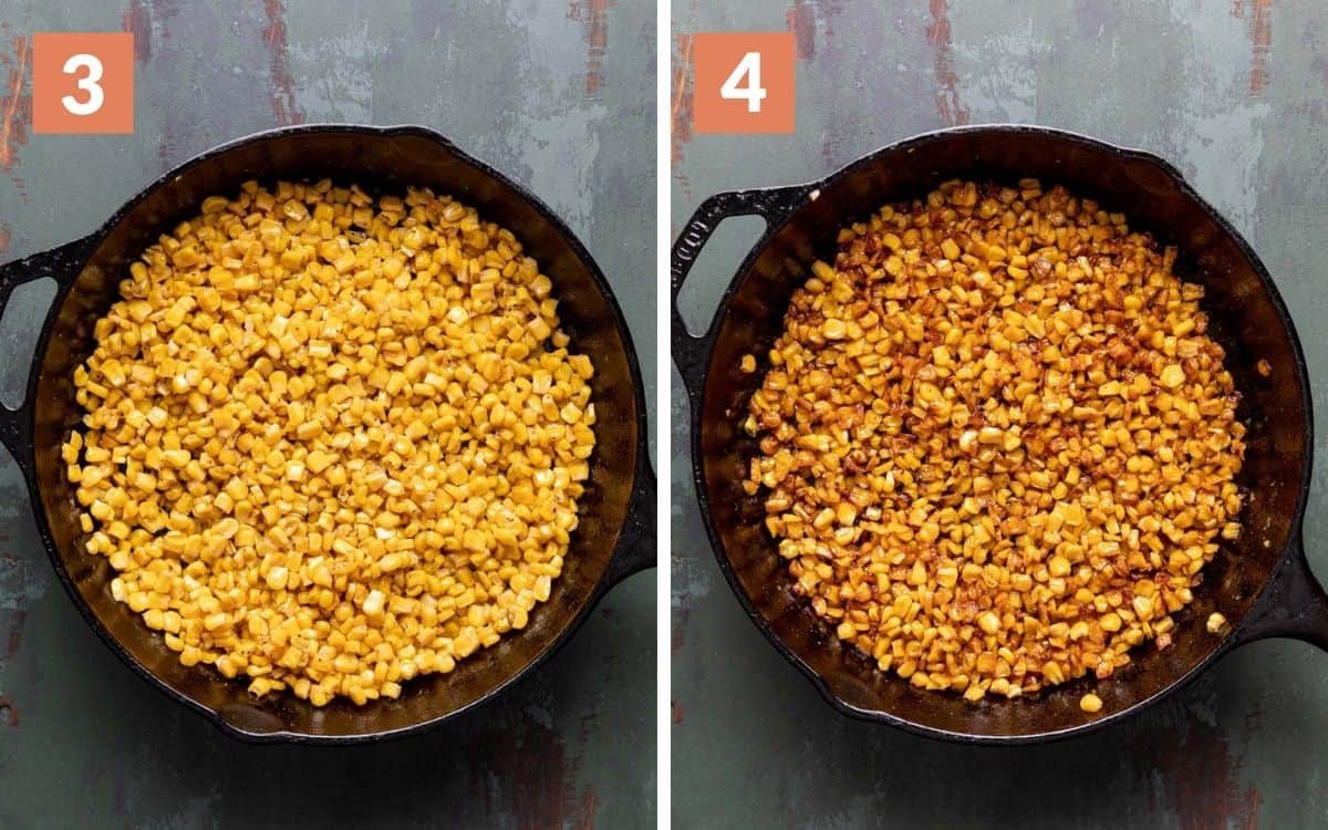 steps 3 & 4 corn after 15 minutes more of cooking finished cast iron corn with golden color