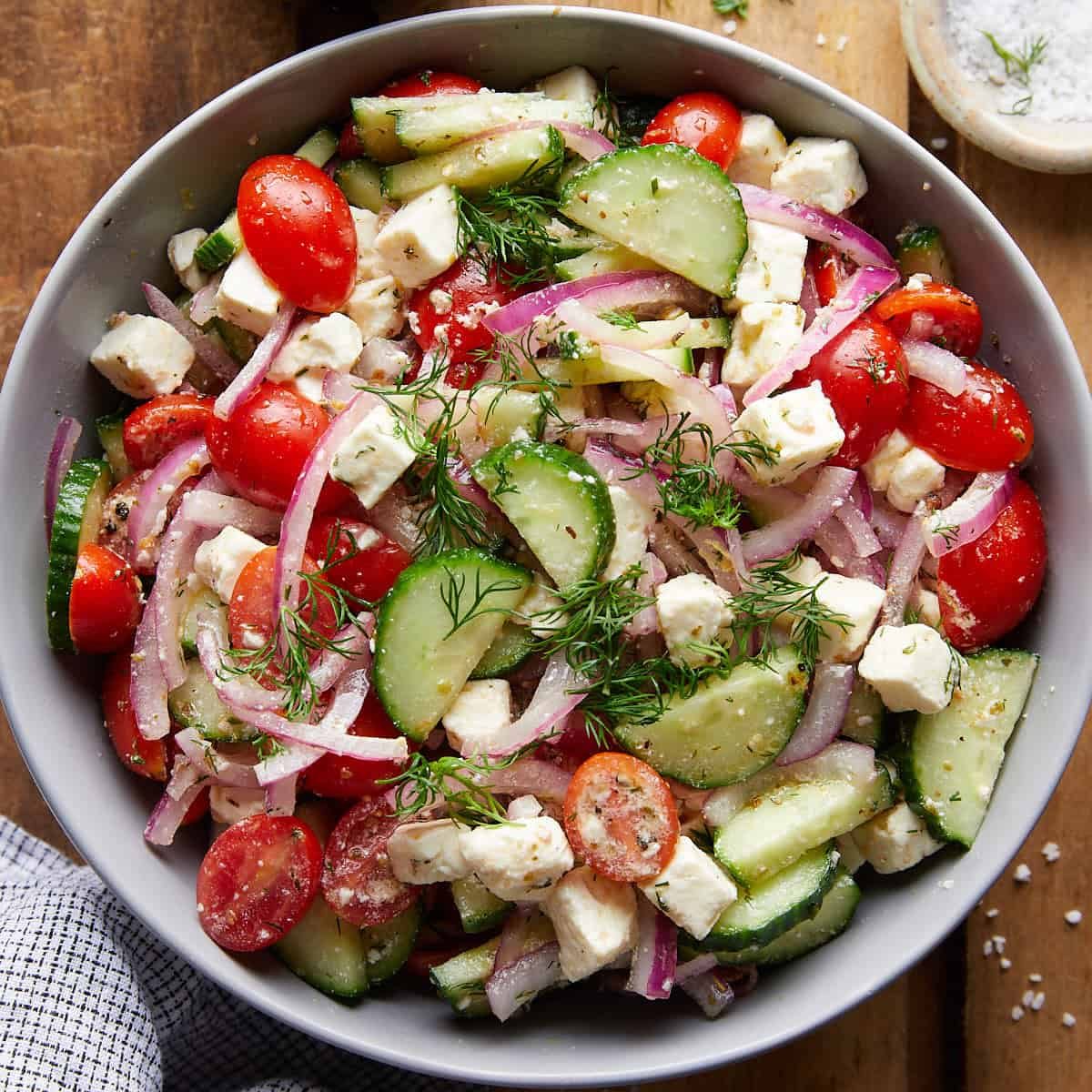Cucumber Tomato and Feta Salad (Mediterranean Style)