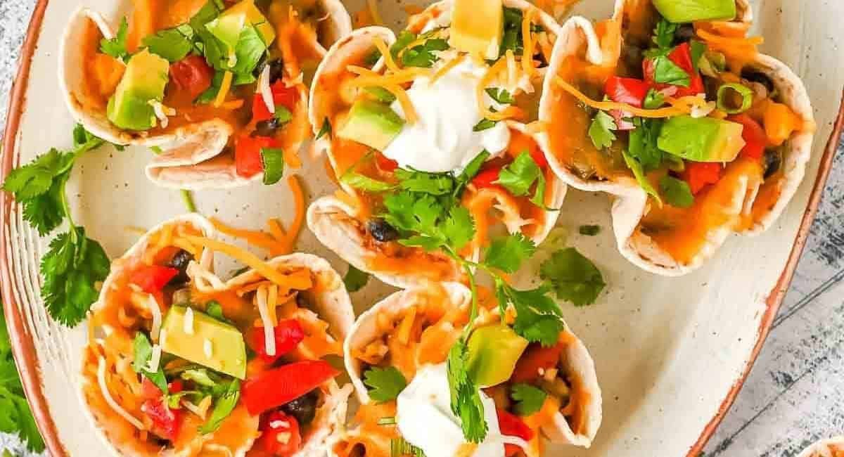 Overhead image of enchilada cups.