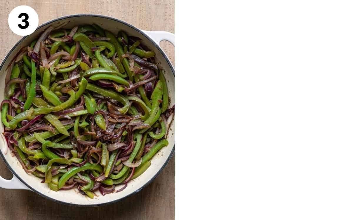 finished chipotle fajita veggies in pan
