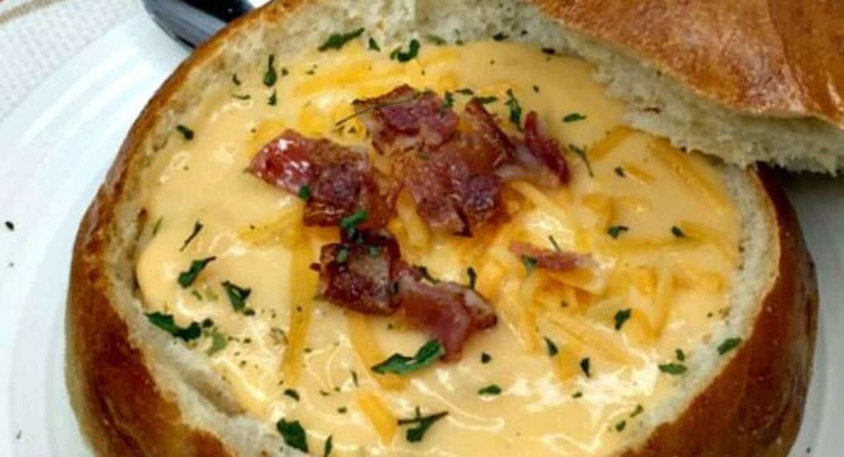 Up close photo of bread bowls.