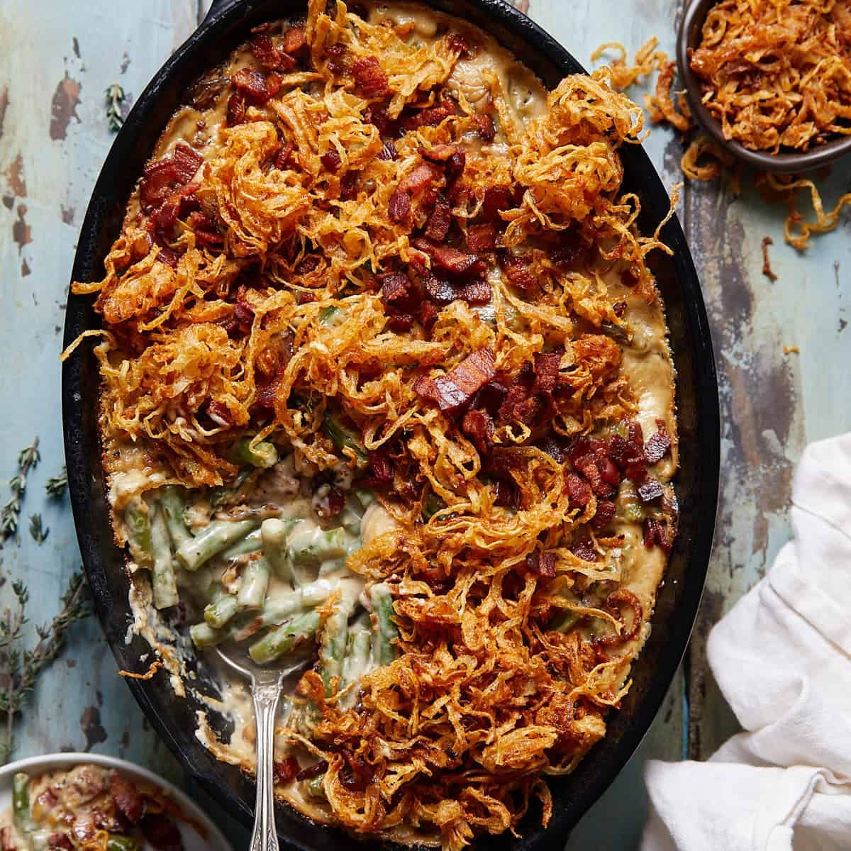 Green Bean Casserole with Bacon and Mushrooms