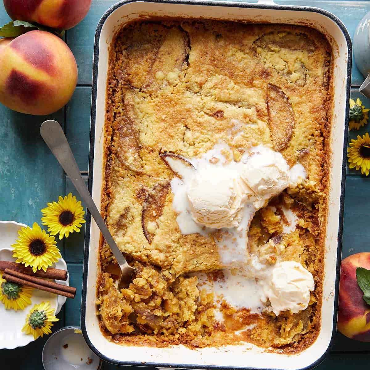 Easy Fresh Peach Dump Cake Recipe with Cake Mix