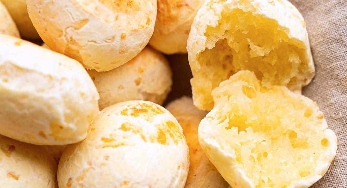 Overhead image of Brazilian cheese bread recipe.