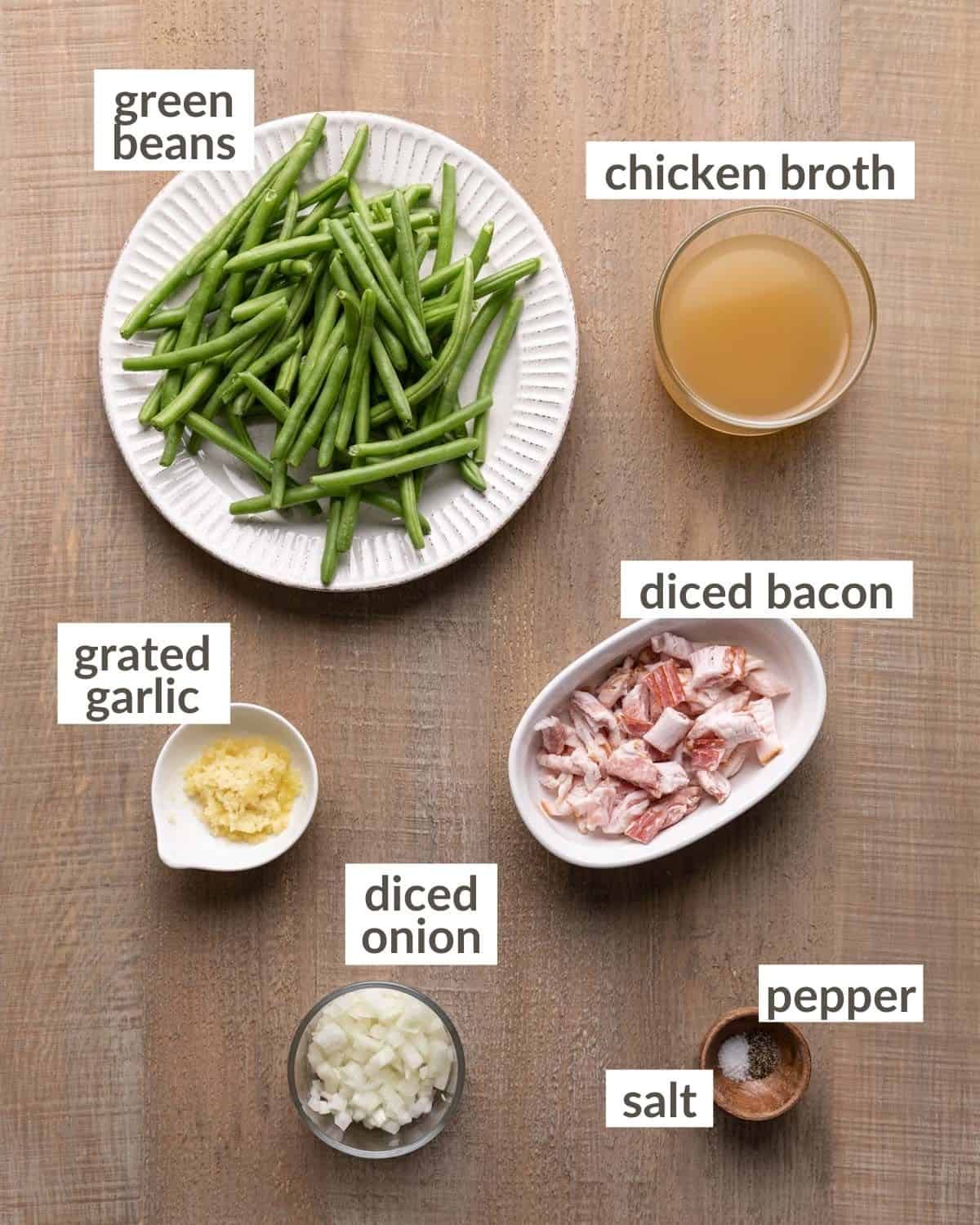 Ingredients needed to make southern style instant pot green beans.